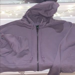 cropped purple zip up
